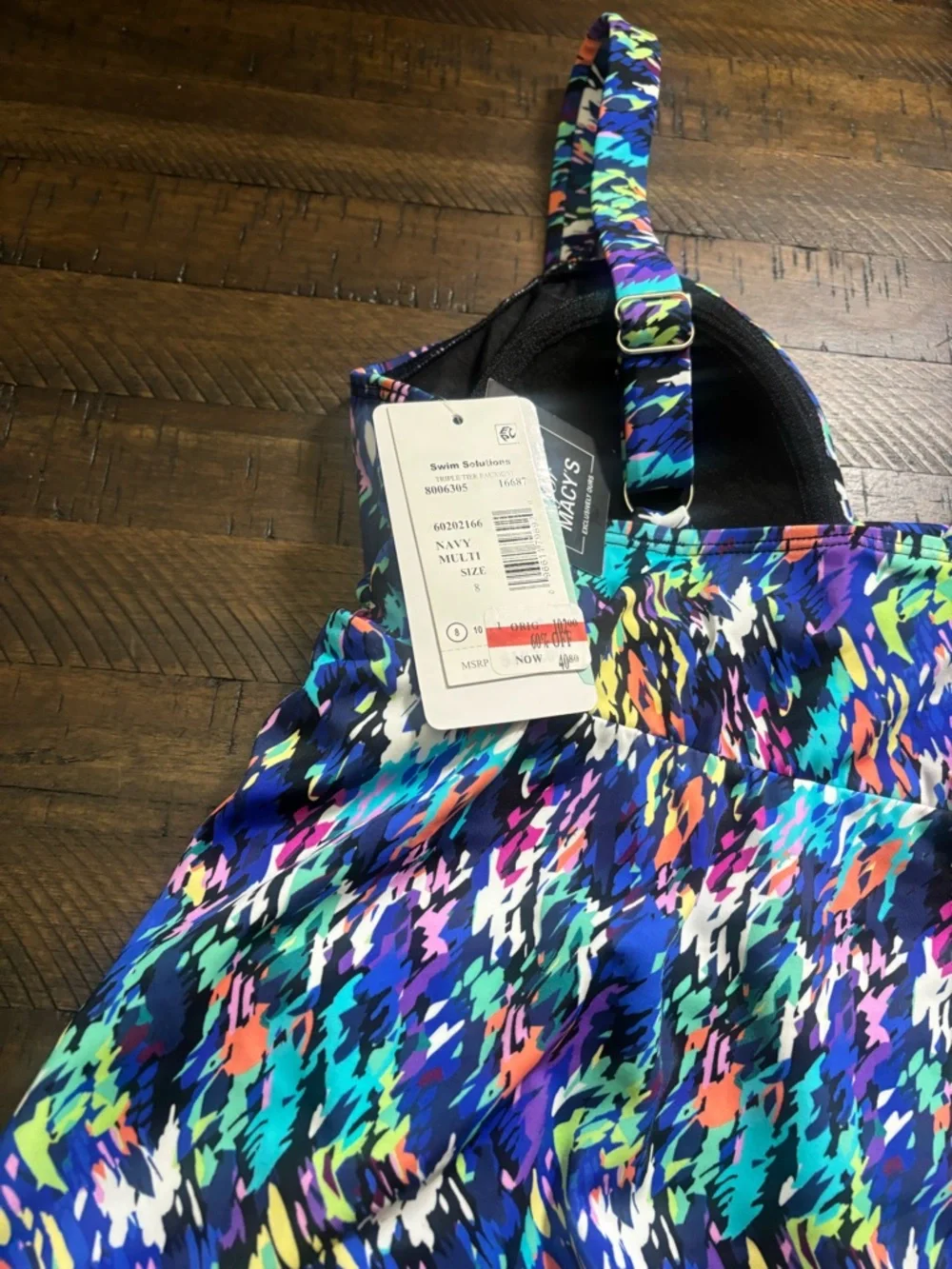 Swim Solutions Multicolor Ruffle Tankini with Black Bottoms Size 8 
#00016 - Picture 9 of 10